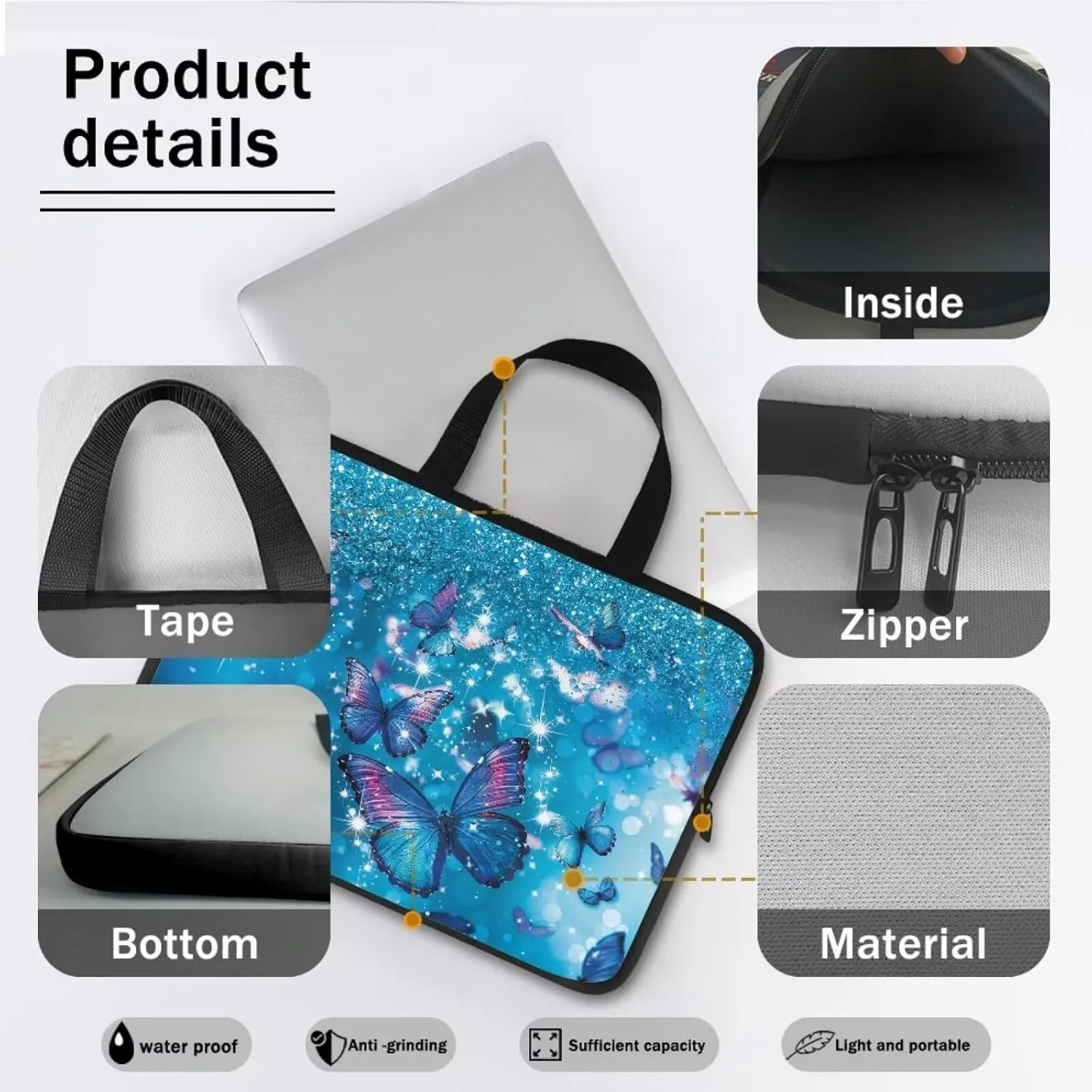 Laptop Sleeve Case for Women Slim & Water-Resistant Laptop Cover Bag
