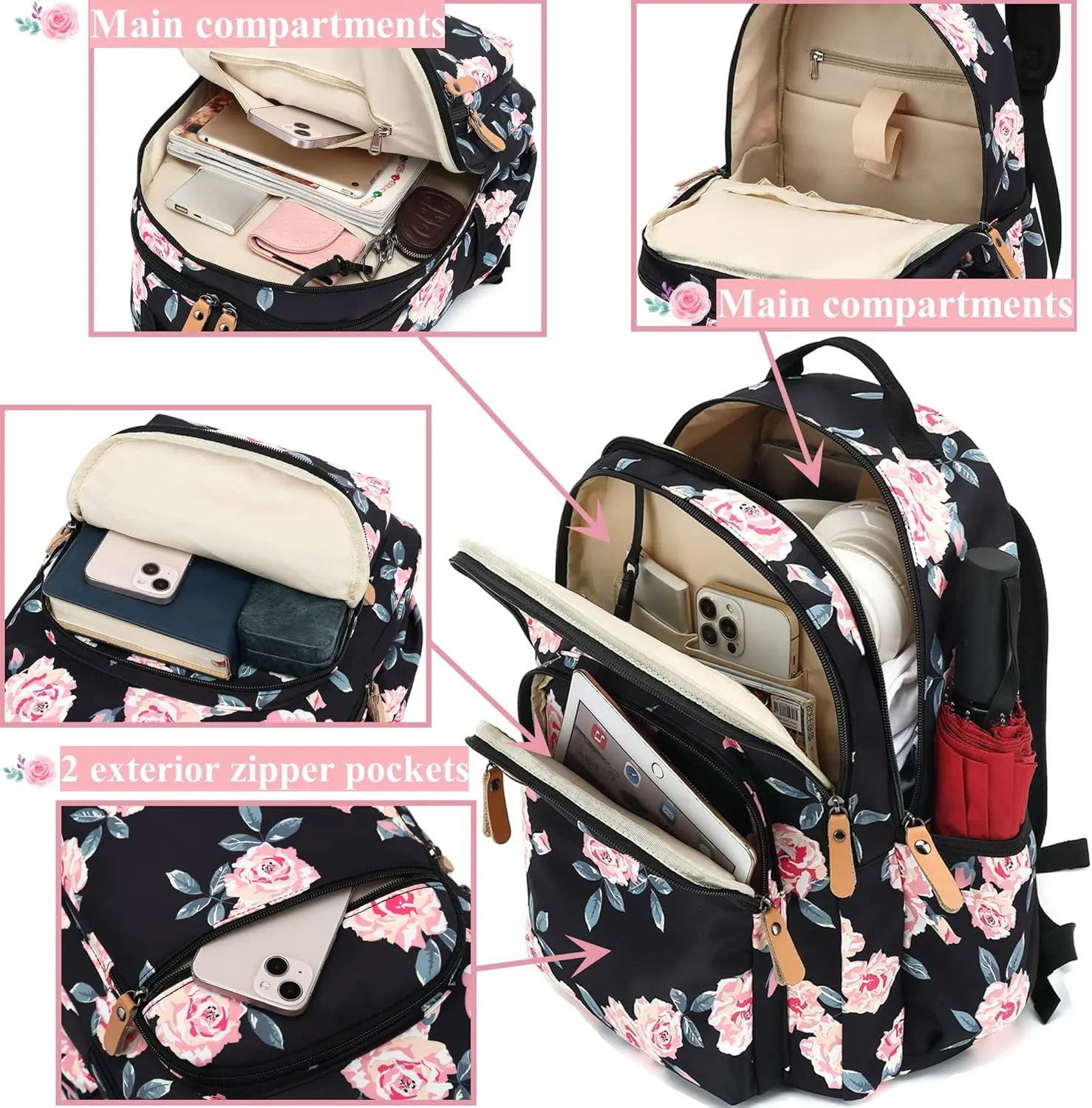 Leaper Water-resistant Laptop Backpack Travel Bag Satchel College Backpack Leaves