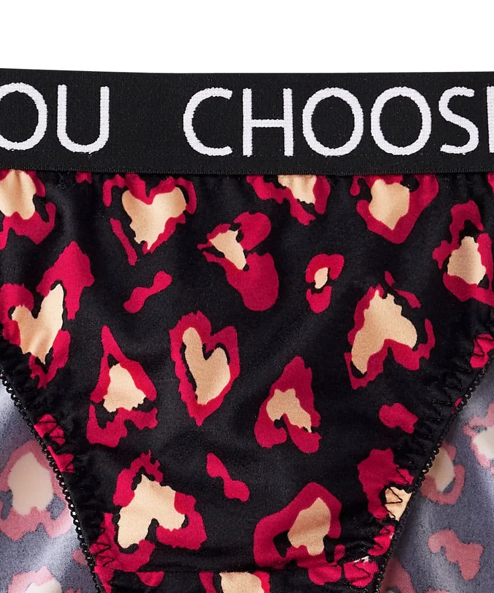 Leopard Heart Print Bikini Panty