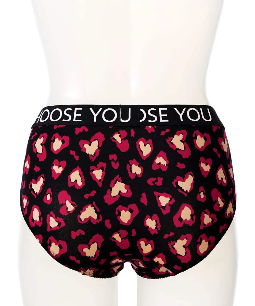 Leopard Heart Print Bikini Panty