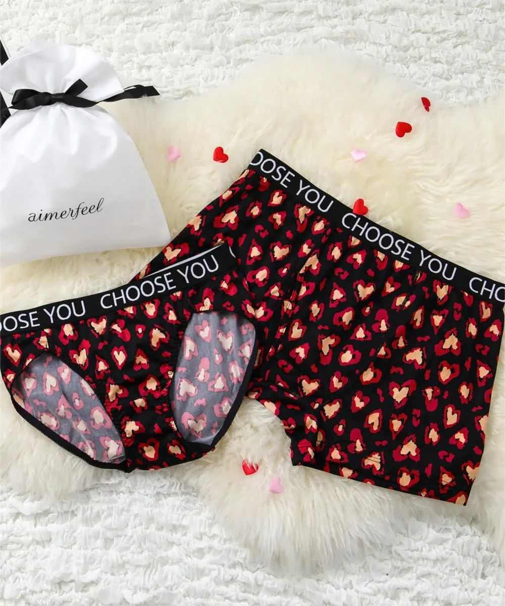 Leopard Heart Print Bikini Panty