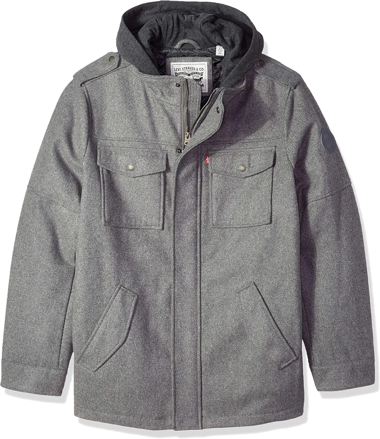 Levi's Men's Wool Blend Hooded Military Jacket (Regular & Big & Tall Sizes)