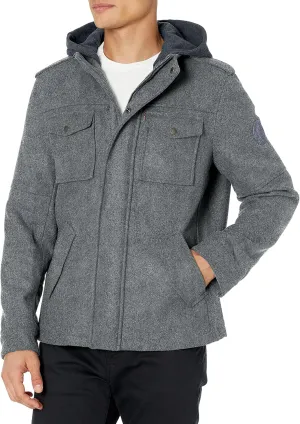 Levi's Men's Wool Blend Hooded Military Jacket (Regular & Big & Tall Sizes)
