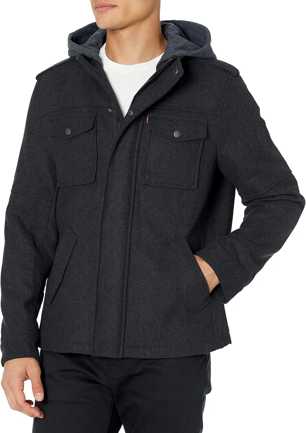 Levi's Men's Wool Blend Hooded Military Jacket (Regular & Big & Tall Sizes)