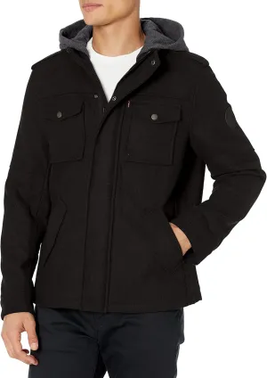 Levi's Men's Wool Blend Hooded Military Jacket (Regular & Big & Tall Sizes)