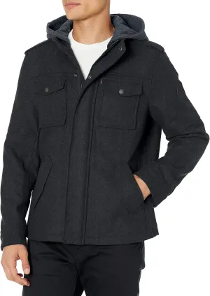 Levi's Men's Wool Blend Hooded Military Jacket (Regular & Big & Tall Sizes)