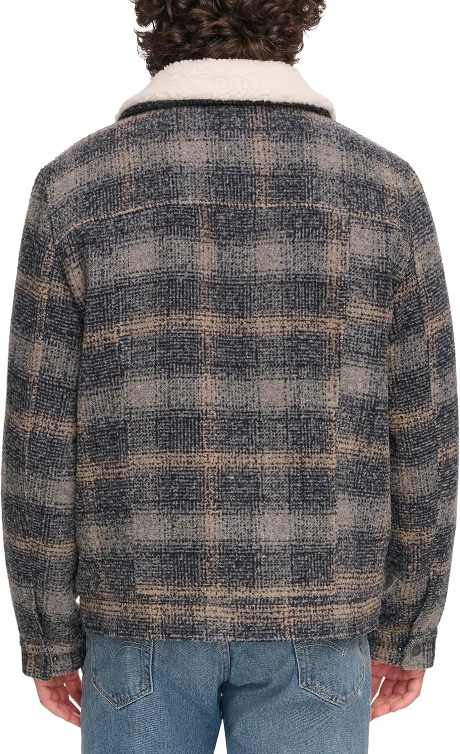 Levi's Men's Wool Blend Plaid Trucker with Sherpa Lining