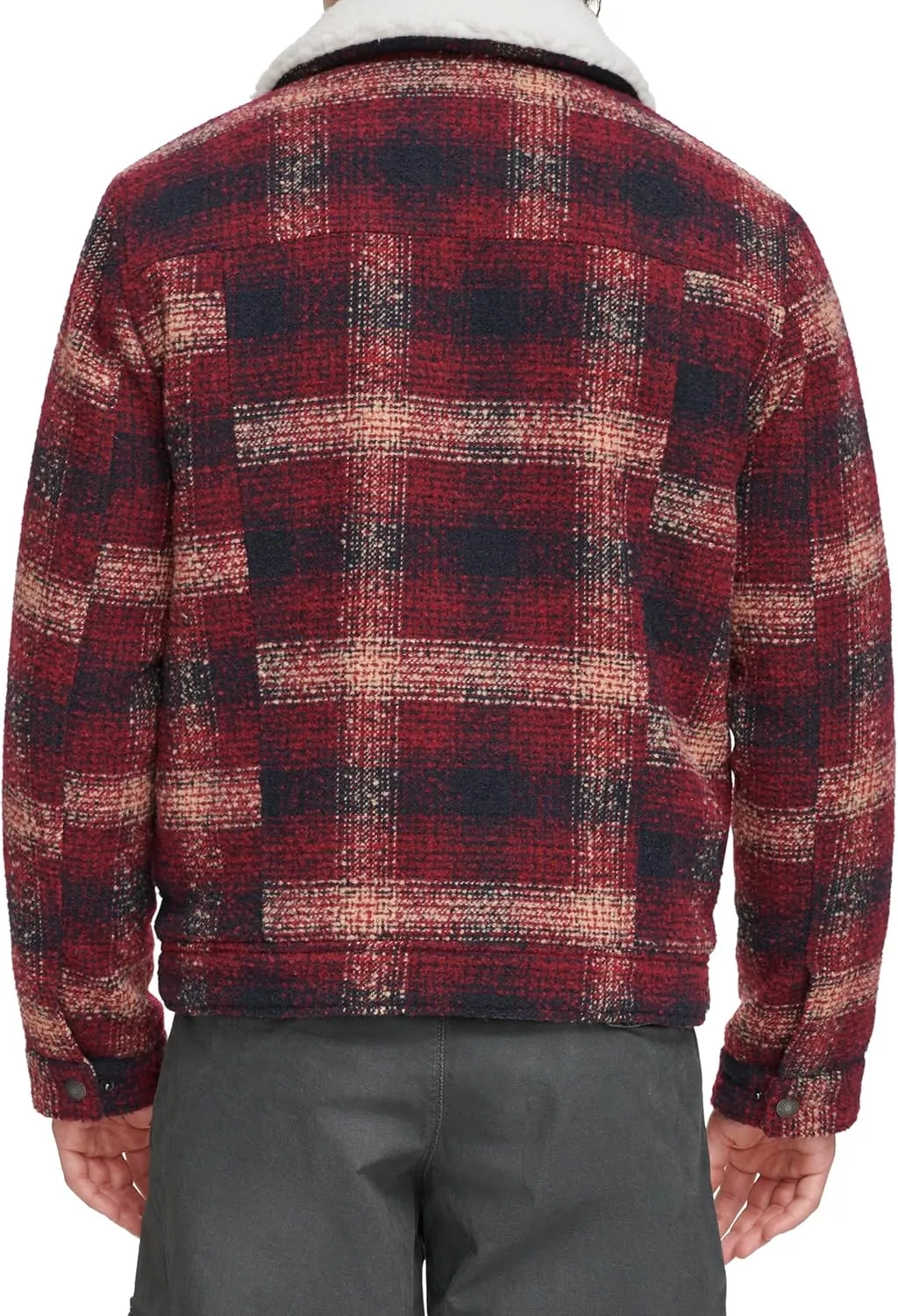 Levi's Men's Wool Blend Plaid Trucker with Sherpa Lining
