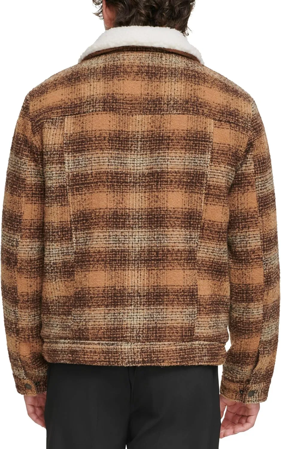 Levi's Men's Wool Blend Plaid Trucker with Sherpa Lining
