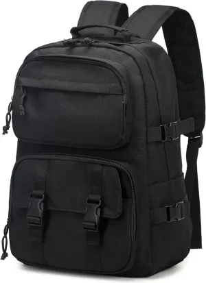 Lightweight 15.6 inches Laptop Backpack, Water Resistant, 12 Pockets College Backpack, Black