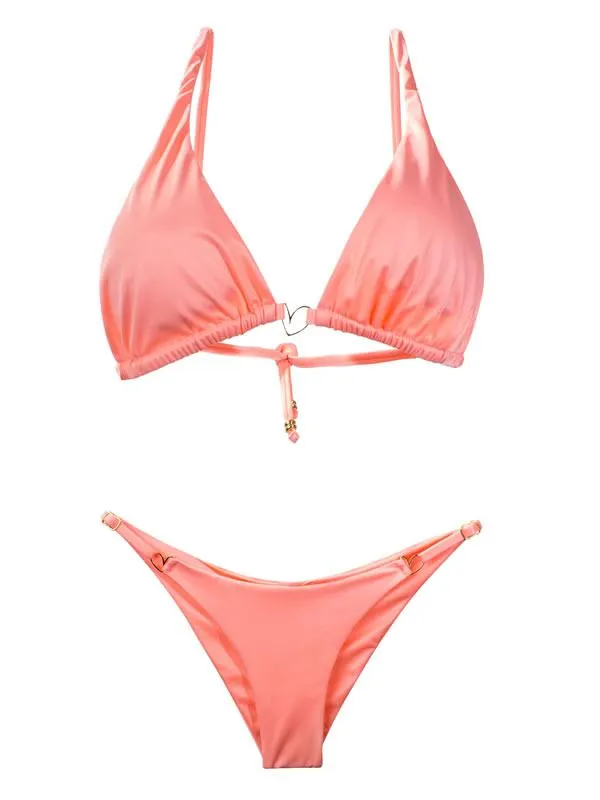 Liliana Montoya Peach Bikini Marinera Tops & Bottom Bikini Swimwear Set