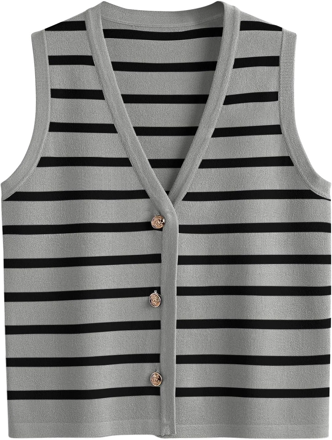 LILLUSORY Summer Vest Tops for Women 2025 Striped Sweater Vests Vacation Button Up Outfits Spring Shirts Blouses Clothes
