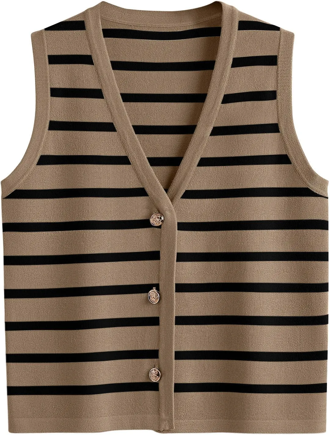 LILLUSORY Summer Vest Tops for Women 2025 Striped Sweater Vests Vacation Button Up Outfits Spring Shirts Blouses Clothes