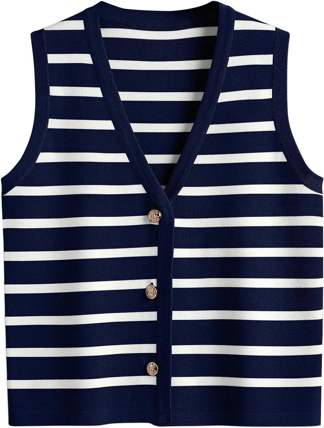 LILLUSORY Summer Vest Tops for Women 2025 Striped Sweater Vests Vacation Button Up Outfits Spring Shirts Blouses Clothes