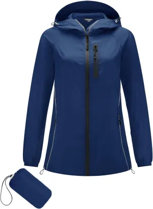 LOMON Lightweight Active Rain Jacket Hooded Water Resistant Raincoat Windbreaker Casual Jacket