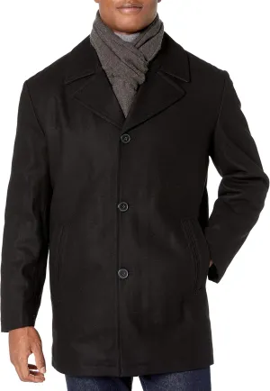 LONDON FOG Men's Amity 34" Wool Blend Car Coat with Scarf