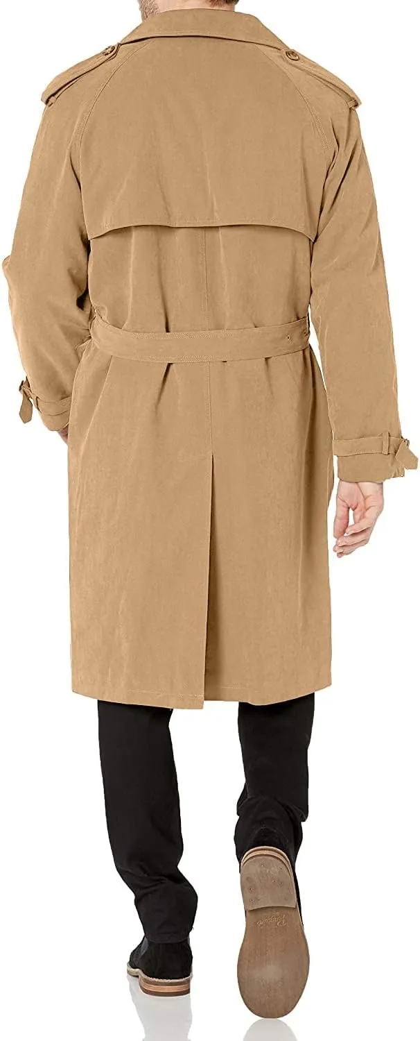 LONDON FOG Men's Iconic Double Breasted Trench Coat with Zip-Out Liner and Removable Top Collar