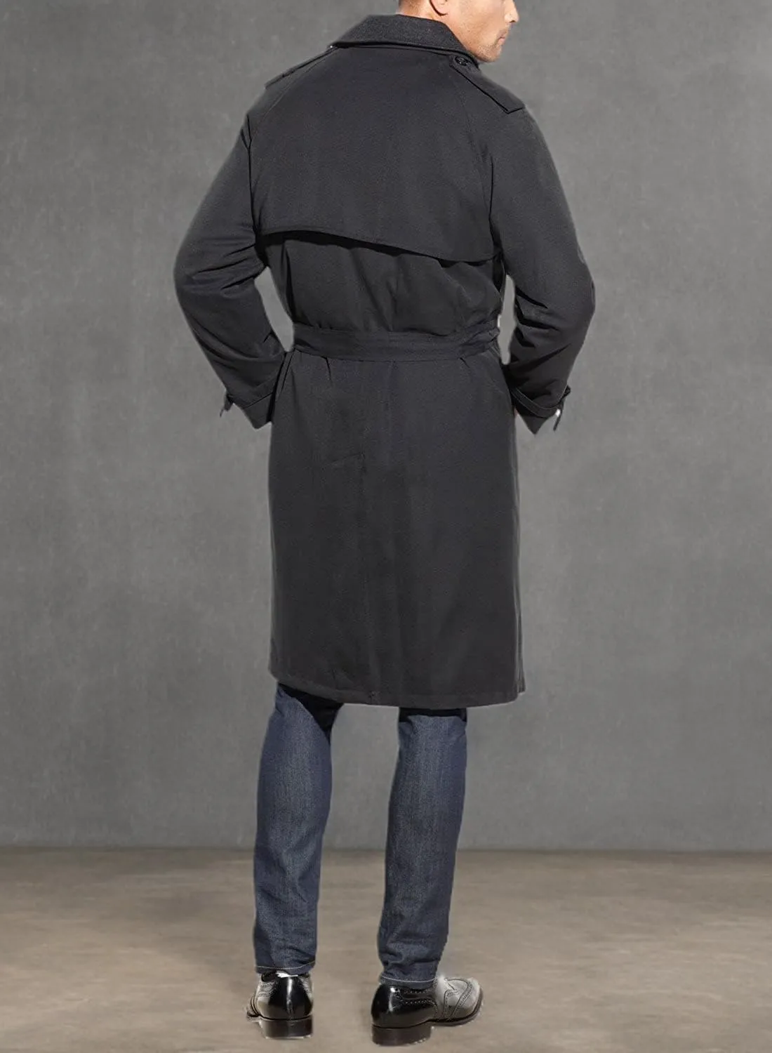 LONDON FOG Men's Iconic Double Breasted Trench Coat with Zip-Out Liner and Removable Top Collar