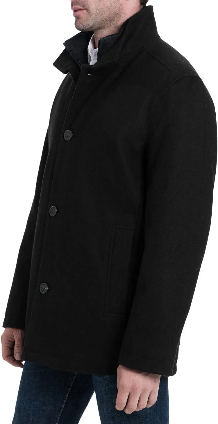 LONDON FOG Men's Wool Blend Car Coat with Bib