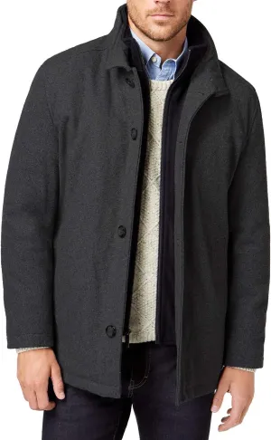 LONDON FOG Men's Wool Blend Car Coat with Bib