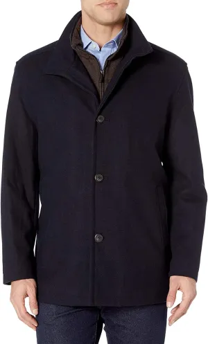 LONDON FOG Men's Wool Blend Car Coat with Bib