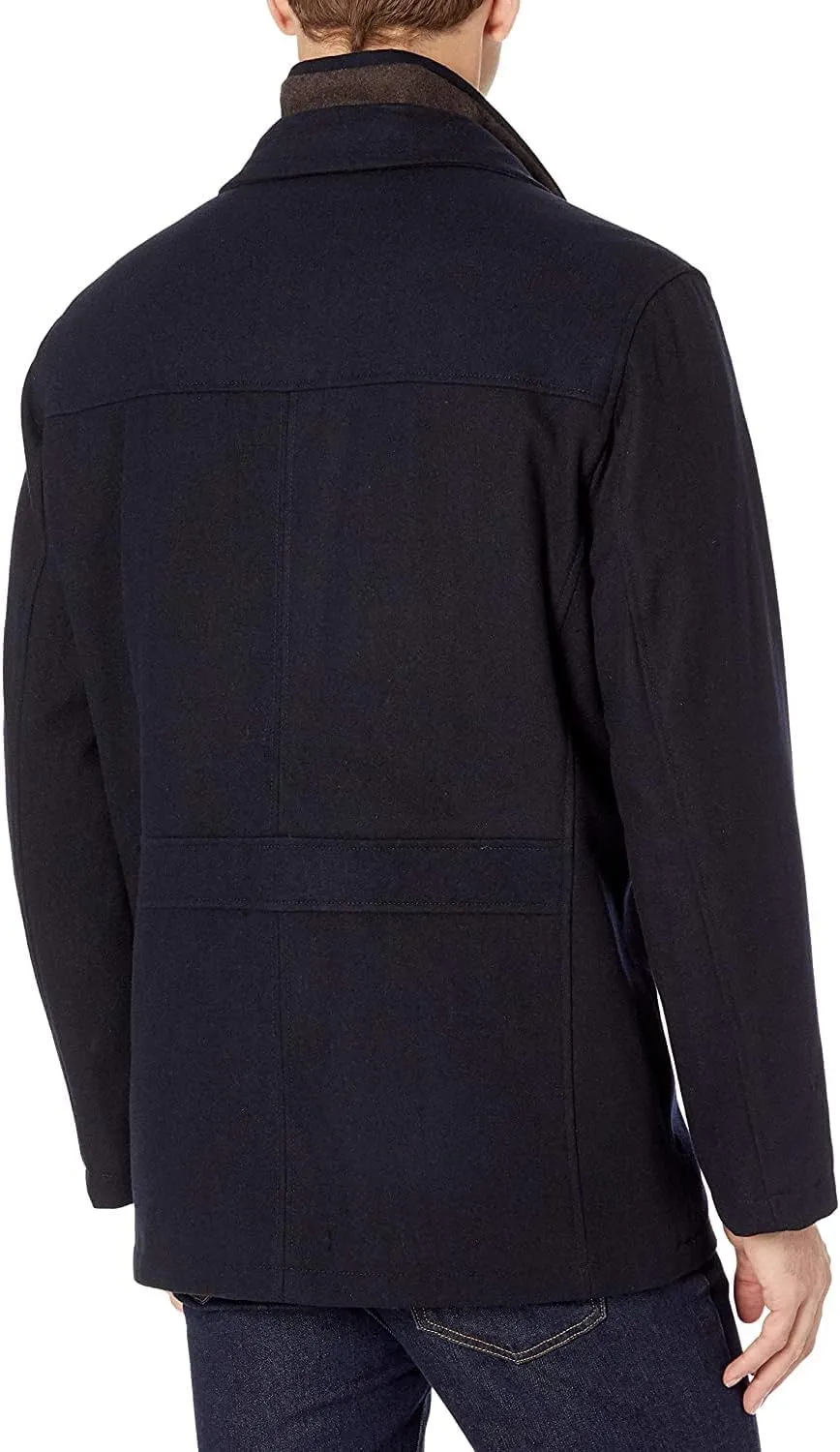 LONDON FOG Men's Wool Blend Car Coat with Bib