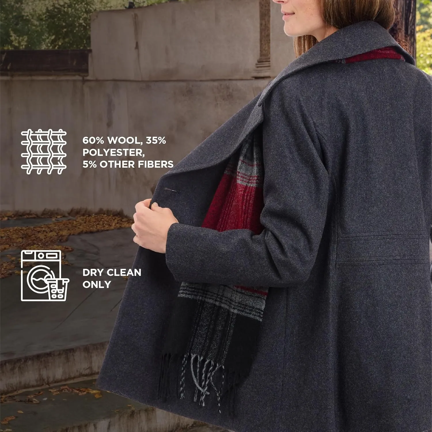 LONDON FOG Women's Double Breasted Peacoat with Scarf