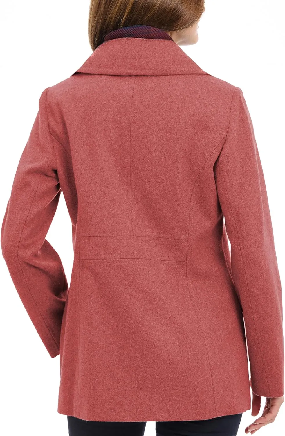 LONDON FOG Women's Double Breasted Peacoat with Scarf