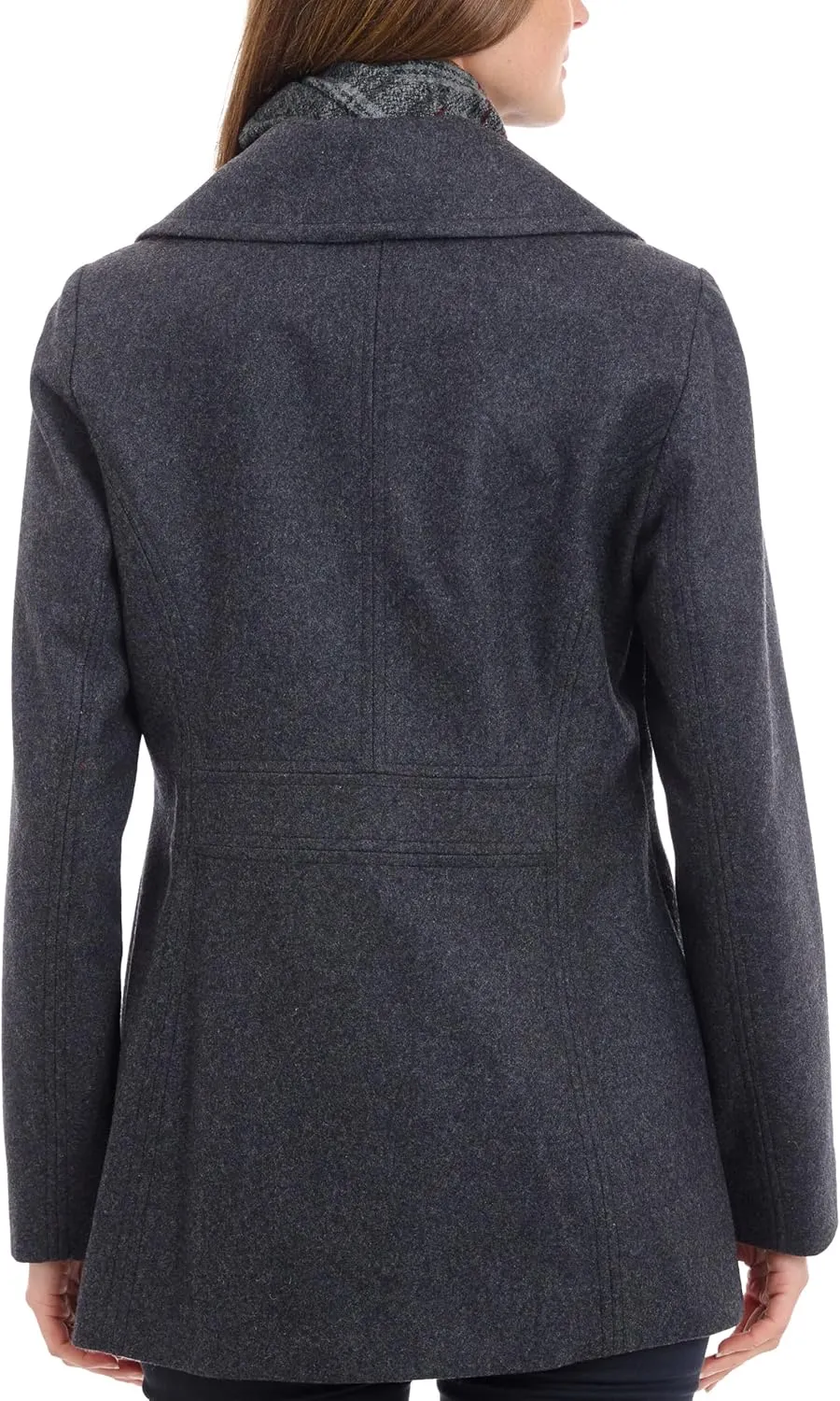 LONDON FOG Women's Double Breasted Peacoat with Scarf