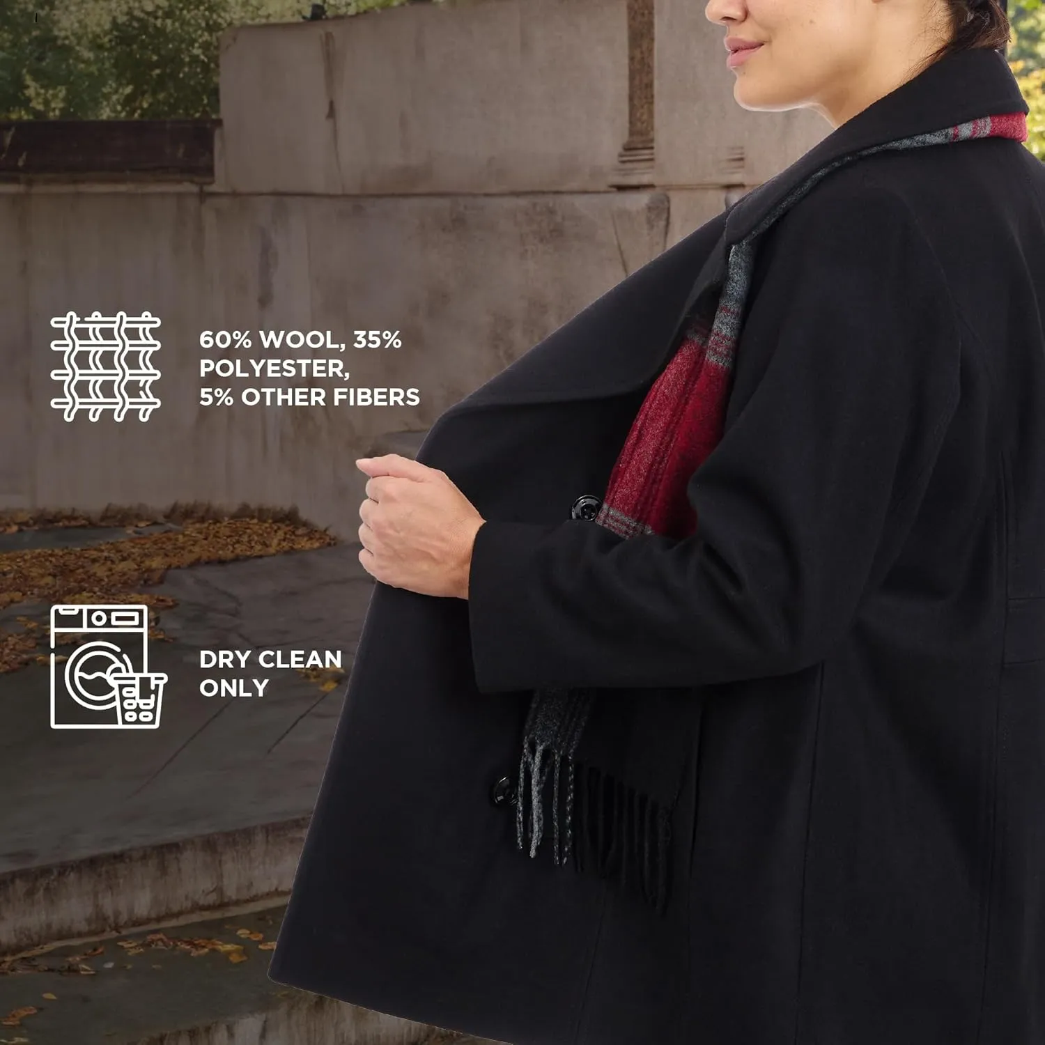 LONDON FOG Women's Plus-Size Double Breasted Peacoat with Scarf