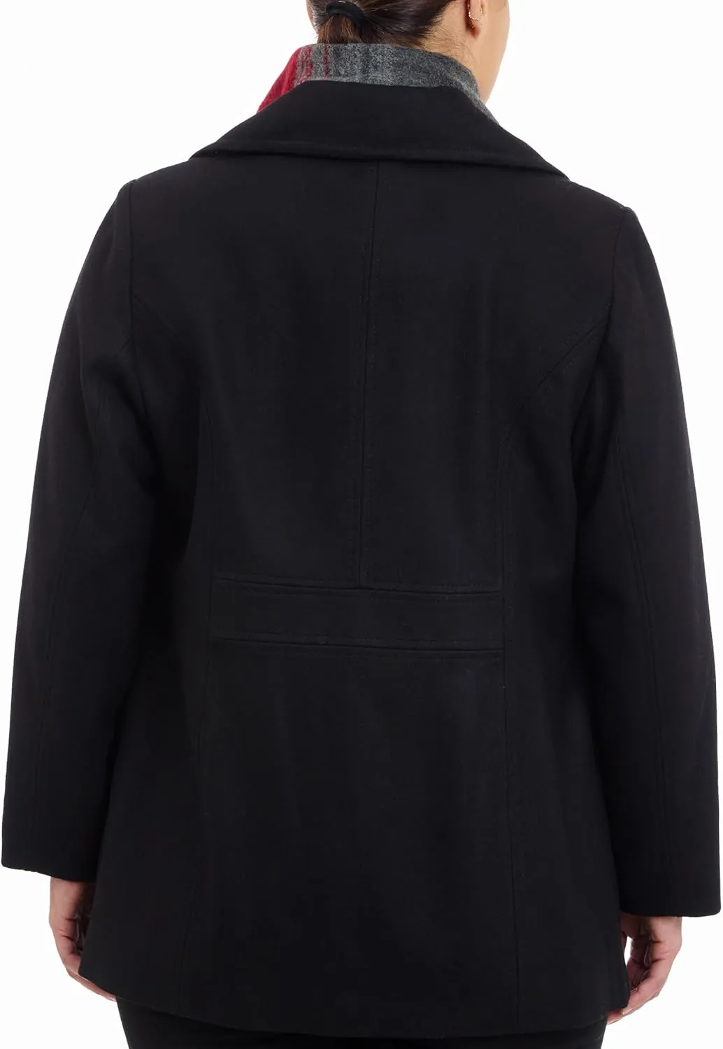LONDON FOG Women's Plus-Size Double Breasted Peacoat with Scarf