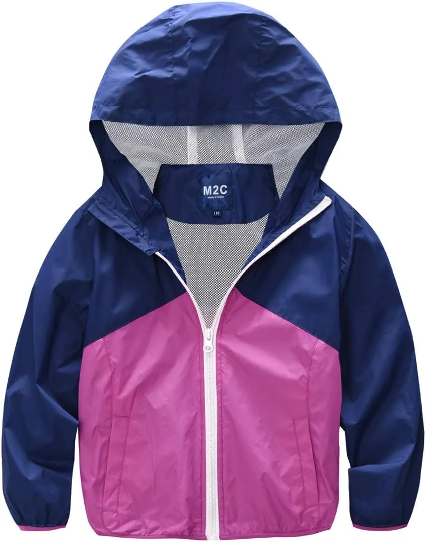 M2C Boys & Girls Hooded Light Weight Windbreaker Water Resistant Jacket