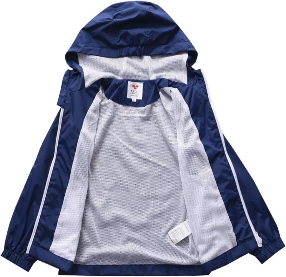 M2C Boys & Girls Hooded Light Weight Windbreaker Water Resistant Jacket