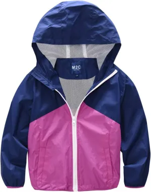M2C Boys & Girls Hooded Light Weight Windbreaker Water Resistant Jacket