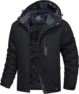 MAGCOMSEN Men's Winter Coats Ski Snow Rain Jackets Water Resistant with Hood Warm Fleece Parka Hiking Fishing Work