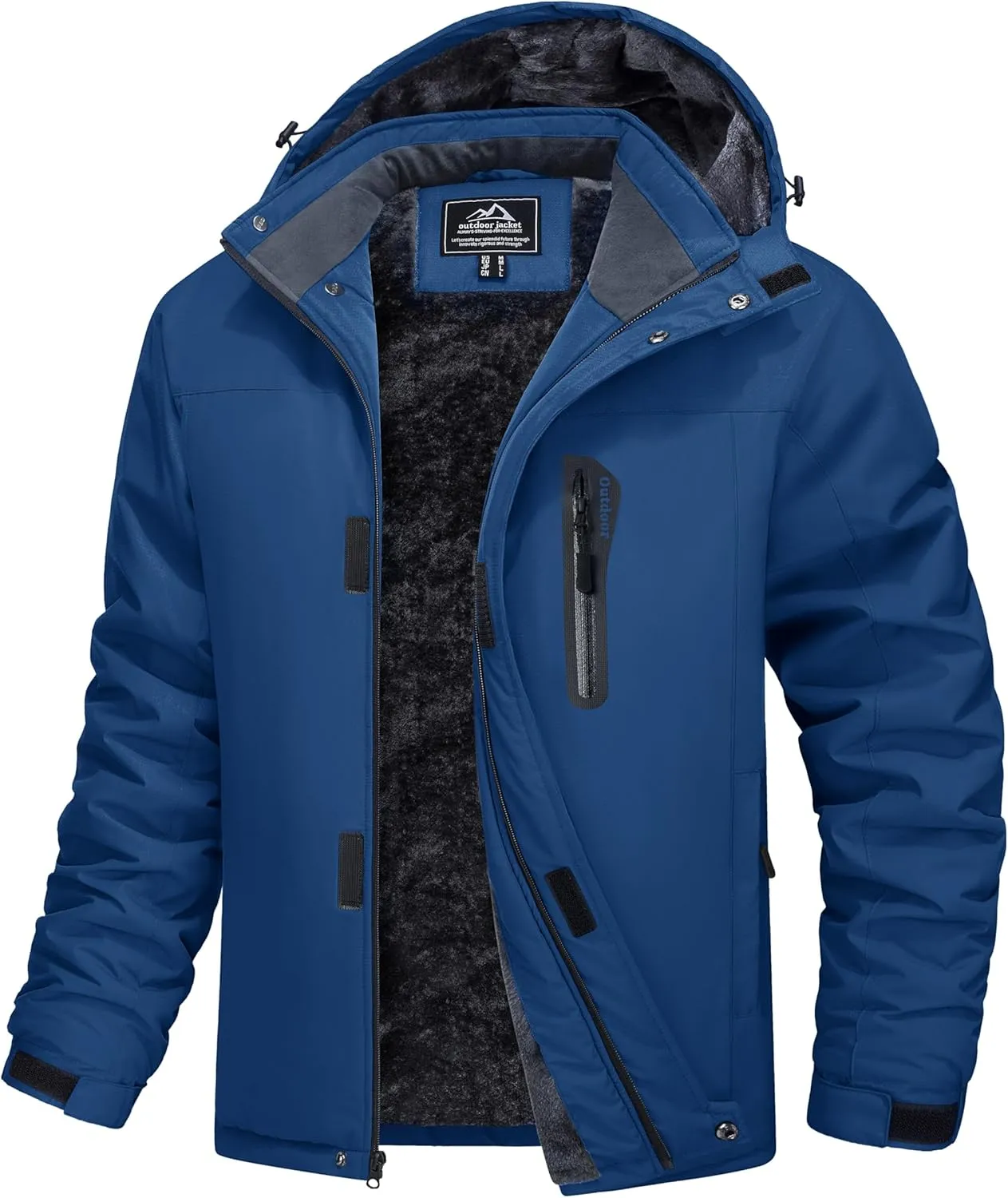 MAGCOMSEN Men's Winter Coats Ski Snow Rain Jackets Water Resistant with Hood Warm Fleece Parka Hiking Fishing Work