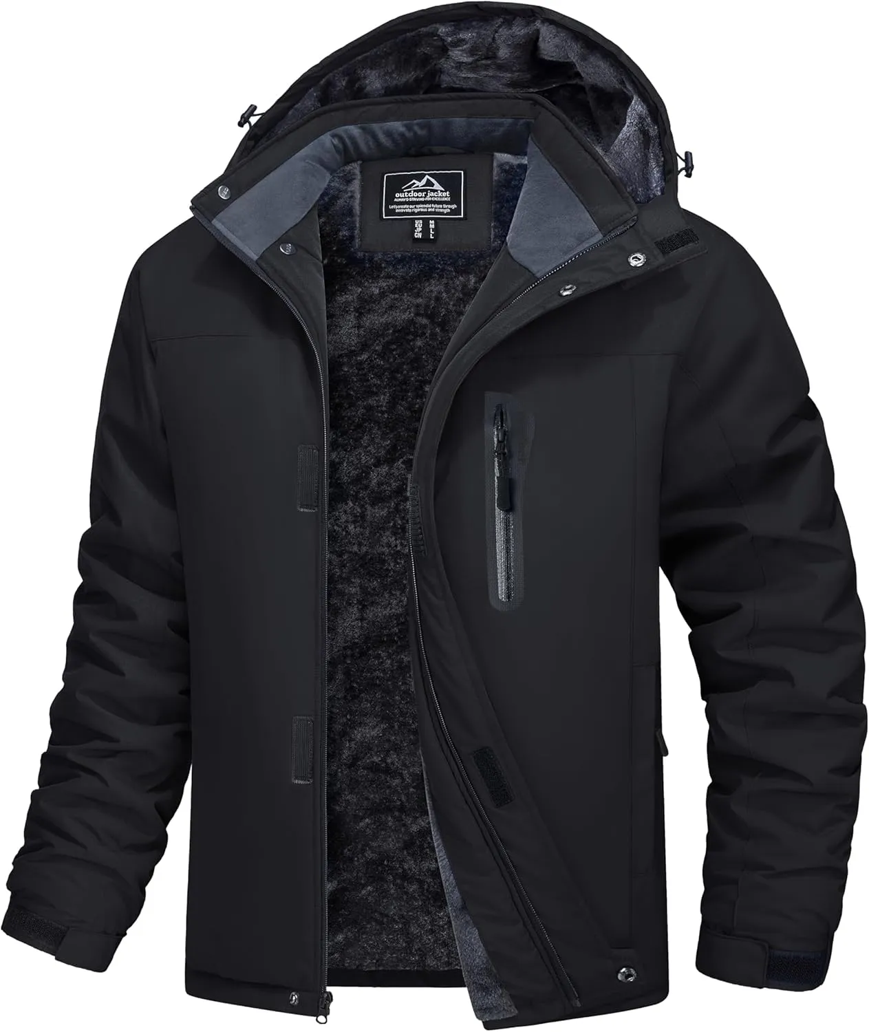 MAGCOMSEN Men's Winter Coats Ski Snow Rain Jackets Water Resistant with Hood Warm Fleece Parka Hiking Fishing Work