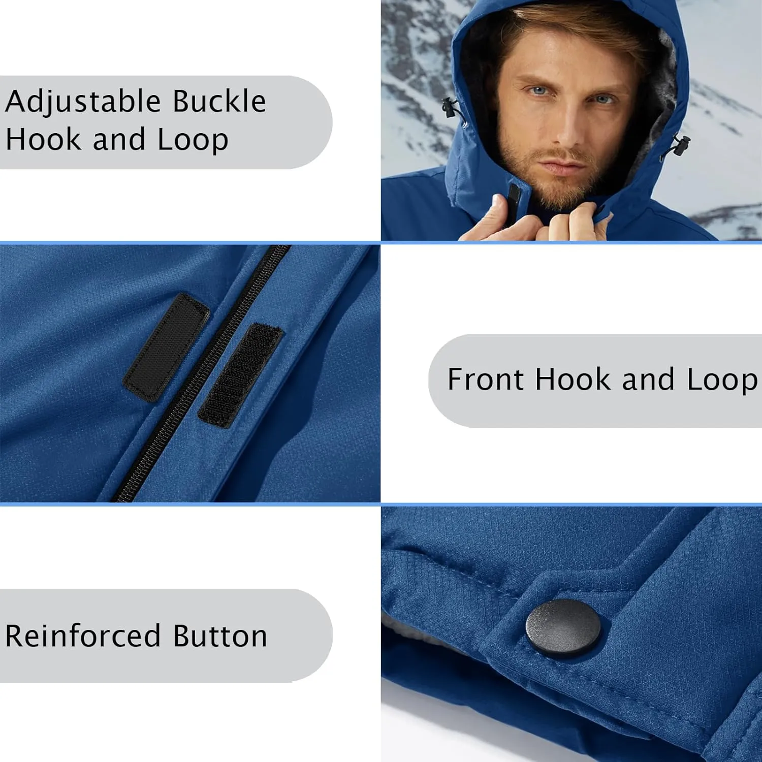 MAGCOMSEN Men's Winter Coats Ski Snow Rain Jackets Water Resistant with Hood Warm Fleece Parka Hiking Fishing Work