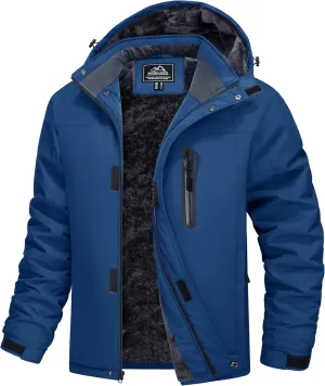 MAGCOMSEN Men's Winter Coats Ski Snow Rain Jackets Water Resistant with Hood Warm Fleece Parka Hiking Fishing Work
