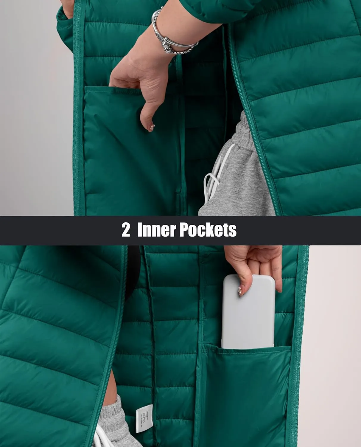 MAGCOMSEN Women's Hooded Puffer Jacket Lightweight Quilted Padded Coat 4 Pockets Zip-up Winter Warm Outerwear