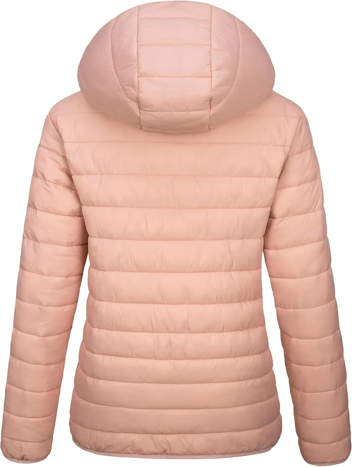 MAGCOMSEN Women's Hooded Puffer Jacket Lightweight Quilted Padded Coat 4 Pockets Zip-up Winter Warm Outerwear