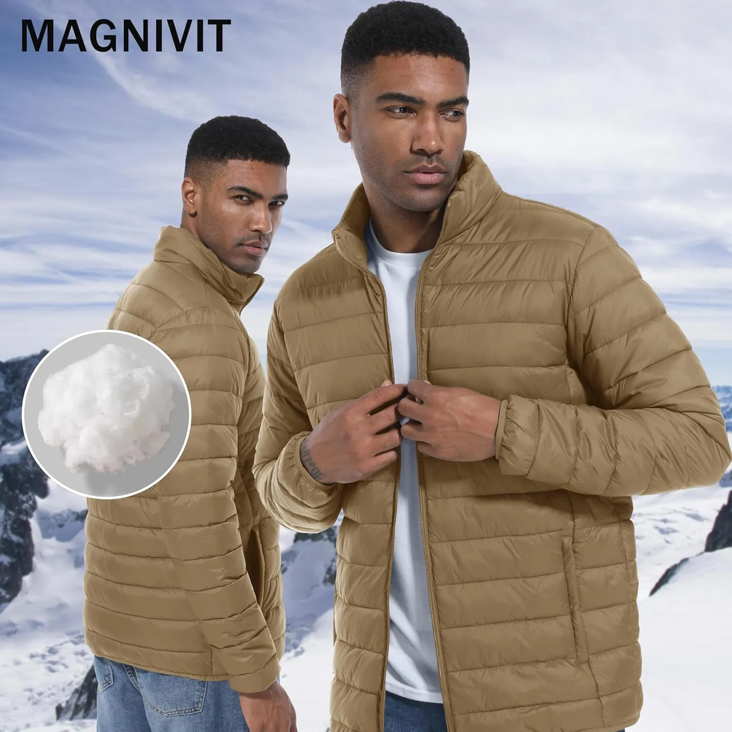 MAGINVIT Men's Puffer Jackets Lightweight Warm Winter Coat Water-Repellent Windbreaker Insulated Quilted Packable Jacket
