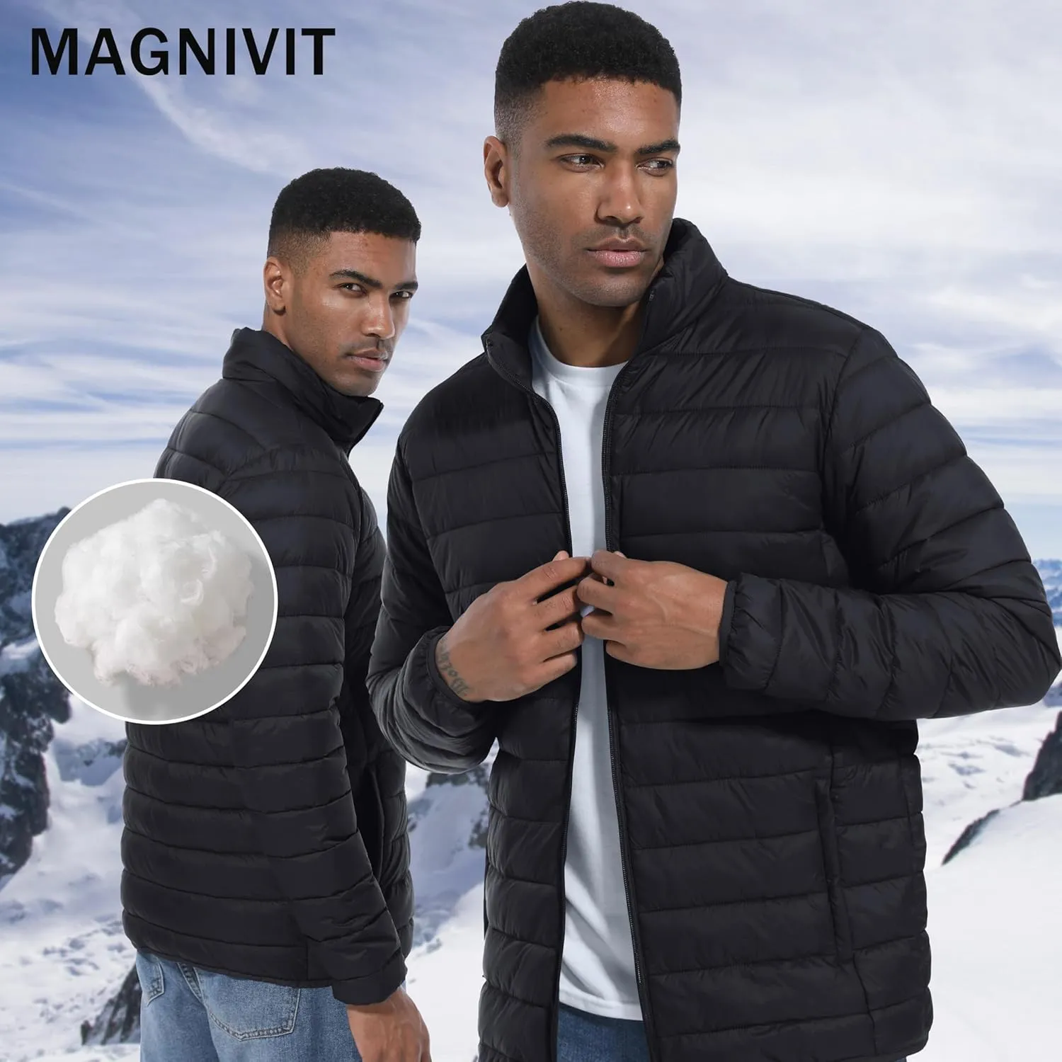 MAGINVIT Men's Puffer Jackets Lightweight Warm Winter Coat Water-Repellent Windbreaker Insulated Quilted Packable Jacket