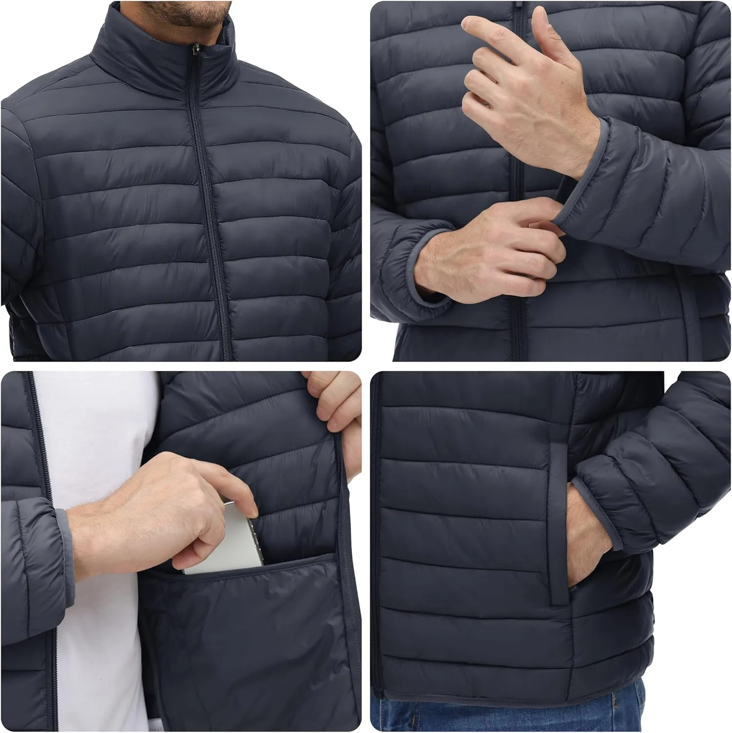 MAGINVIT Men's Puffer Jackets Lightweight Warm Winter Coat Water-Repellent Windbreaker Insulated Quilted Packable Jacket