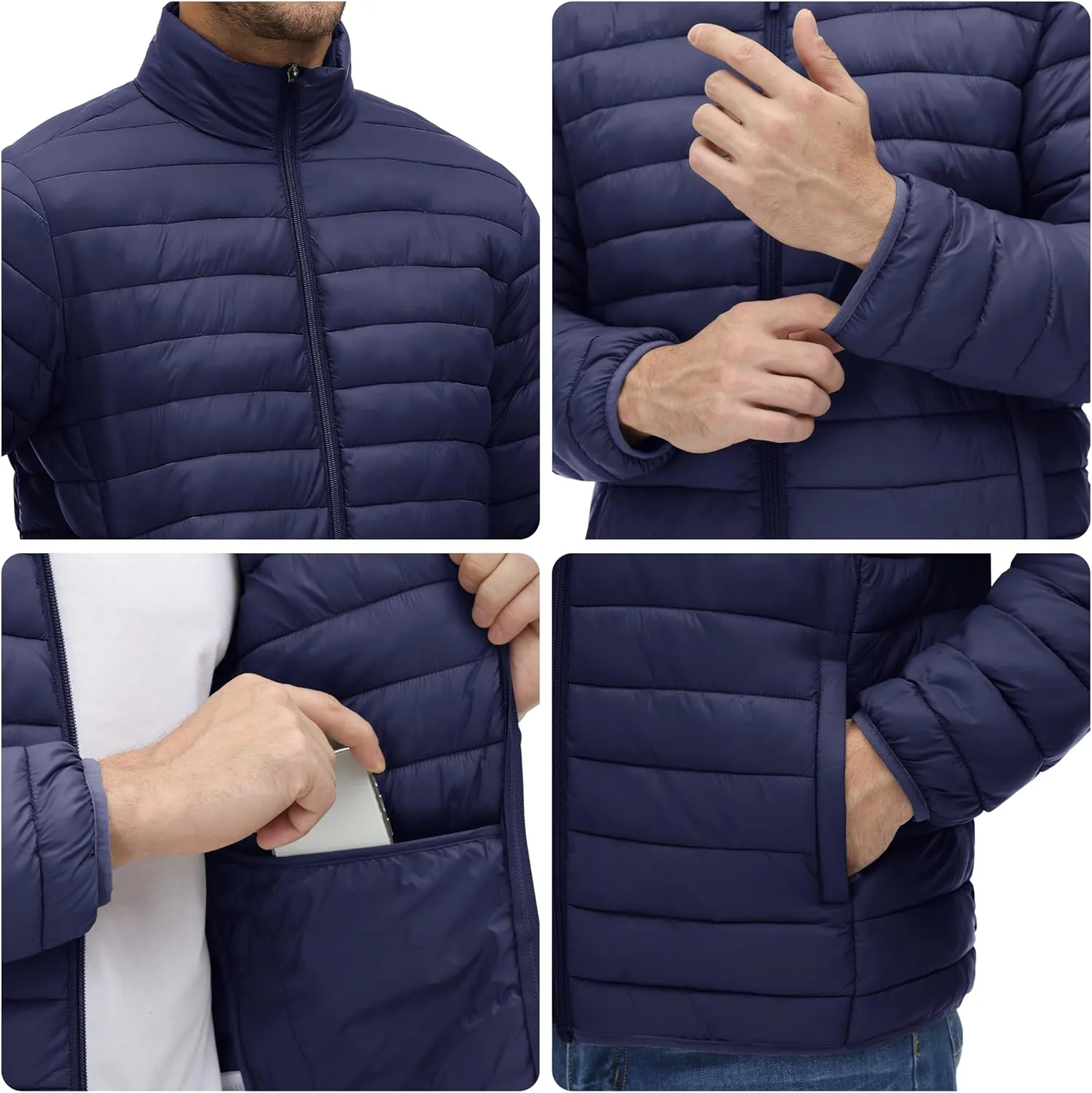 MAGINVIT Men's Puffer Jackets Lightweight Warm Winter Coat Water-Repellent Windbreaker Insulated Quilted Packable Jacket