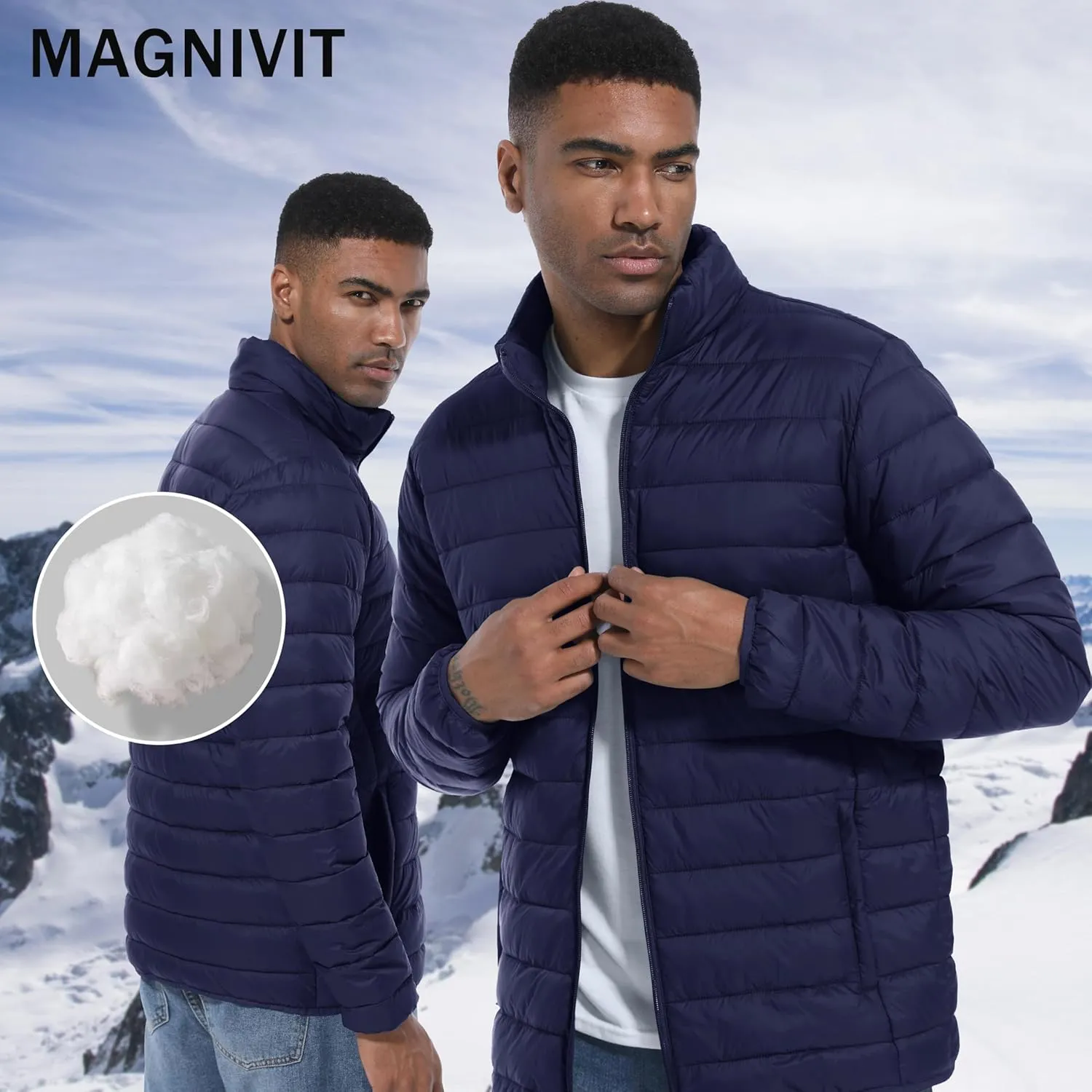 MAGINVIT Men's Puffer Jackets Lightweight Warm Winter Coat Water-Repellent Windbreaker Insulated Quilted Packable Jacket