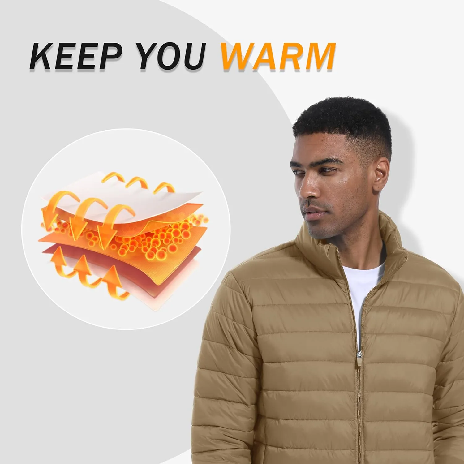 MAGINVIT Men's Puffer Jackets Lightweight Warm Winter Coat Water-Repellent Windbreaker Insulated Quilted Packable Jacket