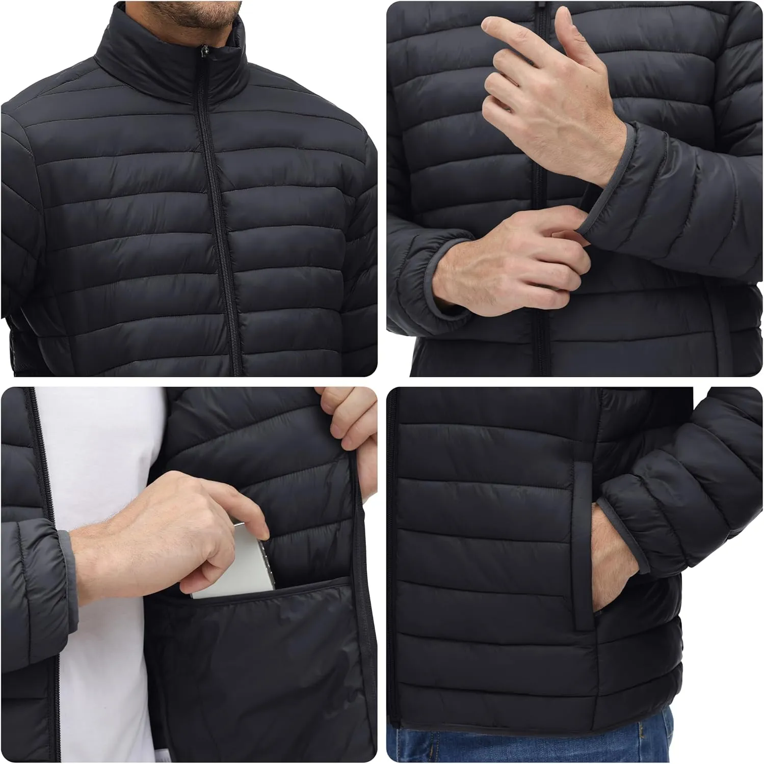 MAGINVIT Men's Puffer Jackets Lightweight Warm Winter Coat Water-Repellent Windbreaker Insulated Quilted Packable Jacket