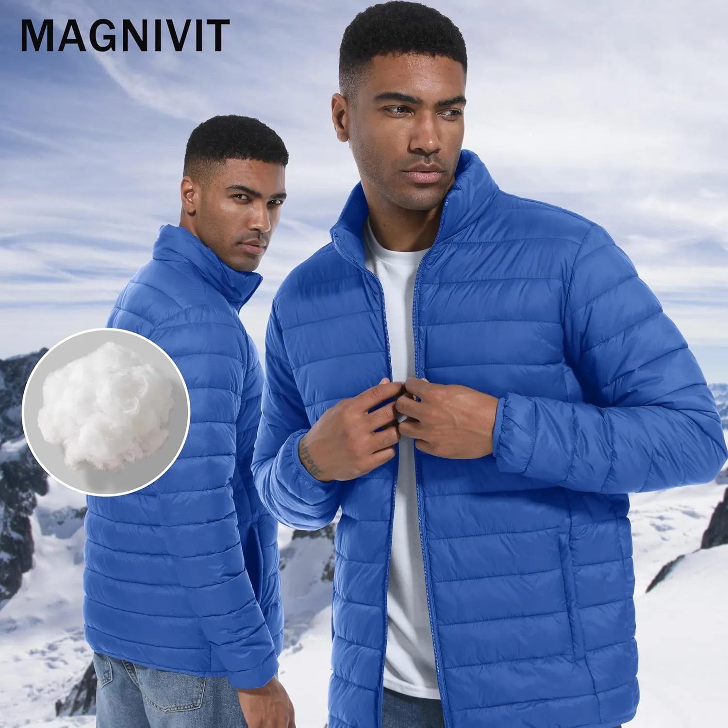 MAGINVIT Men's Puffer Jackets Lightweight Warm Winter Coat Water-Repellent Windbreaker Insulated Quilted Packable Jacket