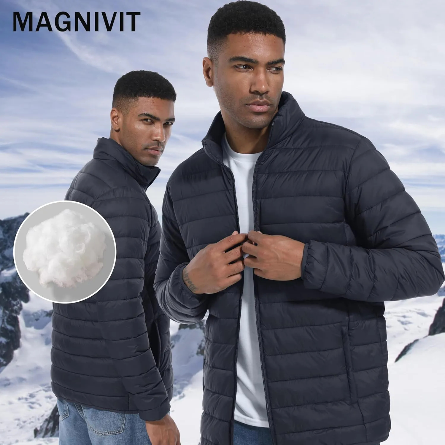 MAGINVIT Men's Puffer Jackets Lightweight Warm Winter Coat Water-Repellent Windbreaker Insulated Quilted Packable Jacket